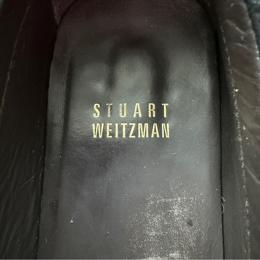 Stuart Weitzman Velvet Square Toe Loafers Womens 7.5 Rhinestone Dressy Classic - Picture 3 of 9